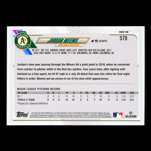 Jordan Weems RC Topps 2021 Rookie Athletics