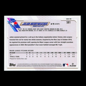 Julian Merryweather RC Topps 2021 Rookie Blue Jays
