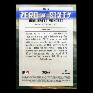 Adalberto Mondesi Topps 2021 Zero to Sixty Stolen Bases Royals