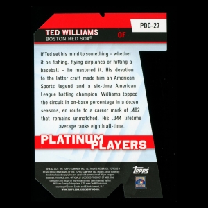 Ted Williams 2021 Topps Platinum Players Die Cut Red Sox