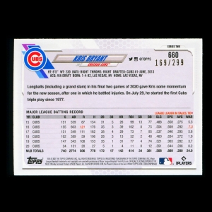 Kris Bryant Topps 2021 Orange Foil Cubs 169/299