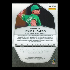 Jesus Luzardo RC 2020 Prizm Rookie Athletics