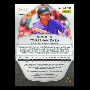 Yonathan Daza 2020 Prizm Red Donuts Auto Rockies 15/35