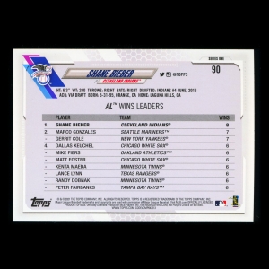 Shane Bieber 2021 Topps League Leaders Indians