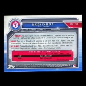 Mason Englert 2019 Bowman 1st Bowman Prospect Rangers