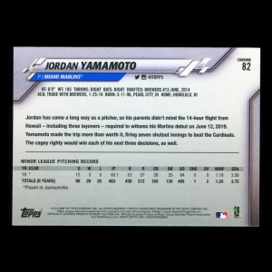 Jordan Yamamoto RC 2020 Topps Chrome Rookie Marlins