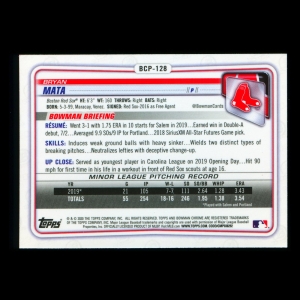 Bryan Mata 2020 Bowman Chrome Prospect Red Sox