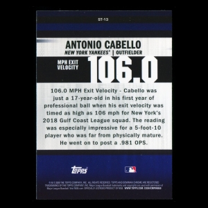 Antonio Cabello 2020 Bowman Chrome Stat Tracker Yankees