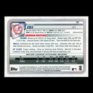 Gerrit Cole 2020 Bowman Chrome Yankees