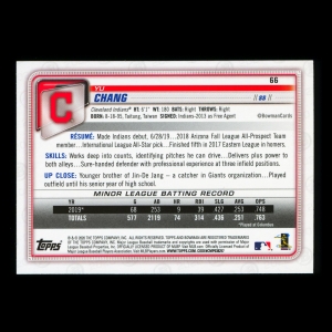 Yu Chang RC 2020 Bowman Rookie Indians