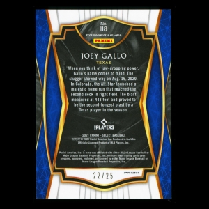 Joey Gallo 2021 Select Premier Level Cracked Ice Rangers 22/25