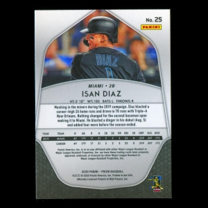 Isan Diaz RC 2020 Prizm Rookie Marlins