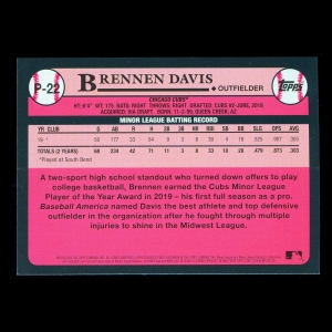 Brennen Davis 2020 Topps 1989 Retro #1 Prospect Cubs