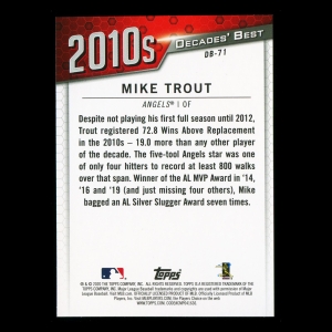 Mike Trout 2020 Topps Decades' Best Batters 2010 Angels