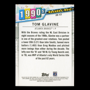 Tom Glavine 2020 Topps Decades' Best Pitchers 1990 Braves