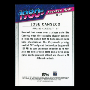Jose Canseco 2020 Topps Decades' Best Award Winners 1980s Athletics