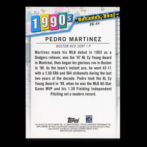 Pedro Martinez 2020 Topps Decades' Best Pitchers 1990s Red Sox