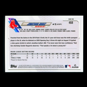 Jonathan Arauz RC Topps 2021 Rookie Red Sox