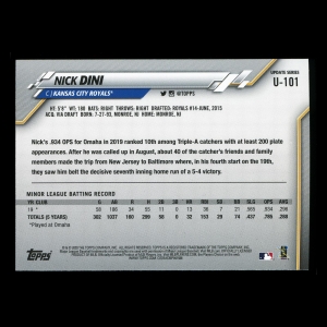Nick Dini RC 2020 Topps Rookie Royals
