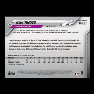 Jesus Tinoco RC 2020 Topps Rookie Rockies