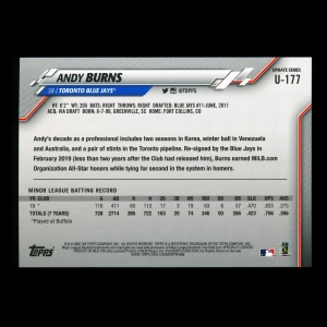 Andy Burns RC 2020 Topps Rookie Blue Jays