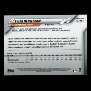 Tyler Heineman RC 2020 Topps Rookie Giants