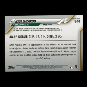 Jesus Luzardo RC 2020 Topps Rookie Athletics