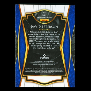 David Peterson RC 2021 Select Rookie Mets
