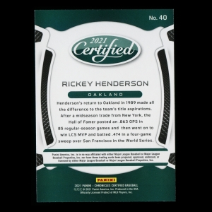 Rickey Henderson 2021 Certified Athletics