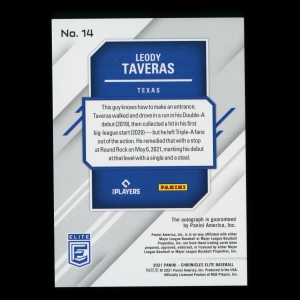 Leody Taveras RC 2021 Elite Rookie Auto Rangers