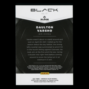 Daulton Varsho RC 2021 Black Rookie Diamondbacks