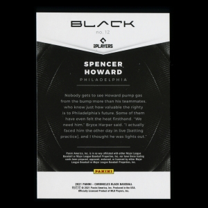 Spencer Howard RC 2021 Black Rookie Phillies
