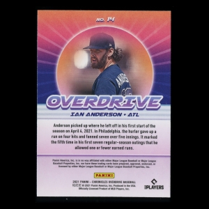 Ian Anderson RC 2021 Overdrive Rookie Braves