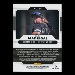 Nick Madrigal RC 2021 Obsidian Rookie White Sox
