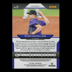 Ryan Castellani RC 2021 Prizm Purple Rookie Rockies