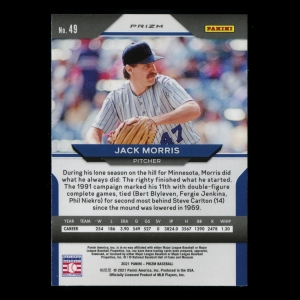 Jack Morris 2021 Prizm Purple Twins