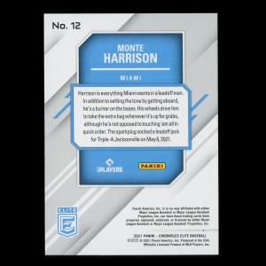Monte Harrison RC 2021 Elite Rookie Marlins