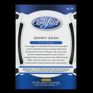 Sammy Sosa 2021 Certified Cubs