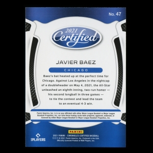 Javier Baez 2021 Certified Cubs