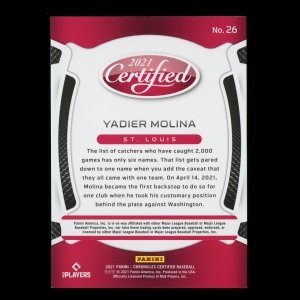 Yadier Molina 2021 Certified Cardinals