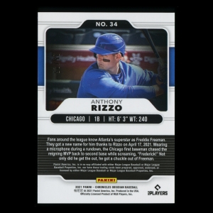 Anthony Rizzo 2021 Obsidian Etch Red Cubs 25/25