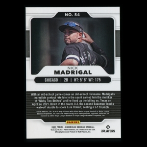 Nick Madrigal RC 2021 Obsidian Rookie White Sox