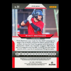 Wyatt Mathisen RC 2021 Prizm Red White & Blue Rookie Diamondbacks
