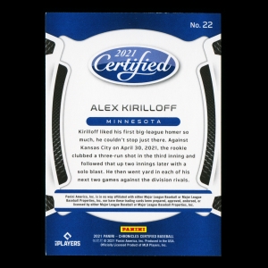Alex Kirilloff RC 2021 Certified Rookie Twins