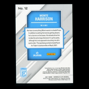 Monte Harrison RC 2021 Elite Rookie Marlins
