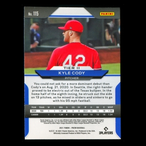 Kyle Cody RC 2021 Prizm Rookie Rangers