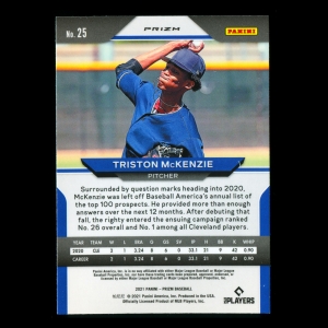 Triston McKenzie RC 2021 Prizm Silver Rookie Indians