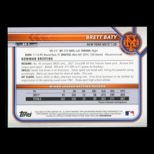 Brett Baty 2022 Bowman Prospects Mets