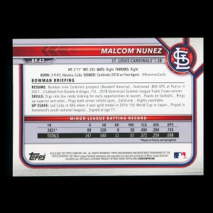 Malcom Nunez 2022 Bowman Prospects Cardinals
