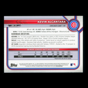 Kevin Alcantara 2022 Bowman Prospects Cubs